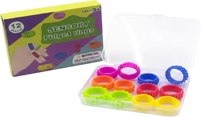 Produktbild von Sensorische Fidget-Ringe für Kinder und Erwachsene – Set mit 12 Stück