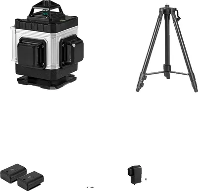 Zdjęcie produktu dla Poziomica laserowa, 16 linii, zdalne sterowanie, samopoziomowanie, zestaw statywów 120 cm