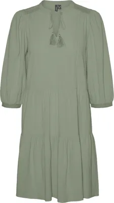 Produktbild von VERO MODA Kurzes Crepe Kleid mit Kordel Midi Dress 3/4 Ärmel Größe: S