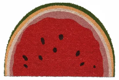 Image de Tapis d'entrée Relaxdays en fibre de coco, demi-cercle, couleur pastèque, H x L : 60 x 40 cm, pour l'intérieur et l'extérieur, antidérapant, coloré
