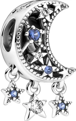 Produktbild von Pandora Moments Stern Charm 799643C01 Star Crescent Moon Sterling Silber 925 blaue Kristalle klare Zirkonia