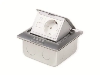 Produktbild von Boden-Einbausteckdose LEDmaxx, 1x Steckdose, 1x RJ45, Alu, eckig
