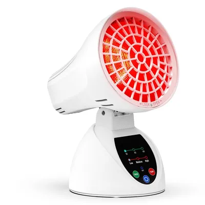 Produktbild von Rotlichtlampe 150W, Infrarotlampe mit 3 Temperaturstufen,3 Timer, Winkelverstellbar, Kippschutz mit Automatischer Abschaltung für Büro & Zuhause