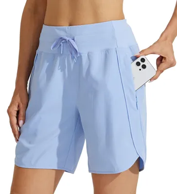Immagine prodotto di Pantaloncini sportivi da donna, vita alta, ad asciugatura rapida, con tasche