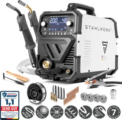 Produktbild von STAHLWERK Schweißgerät MIG MAG 200 Puls Pro Digital Alu-Schweiß-Set 200 A CuSi