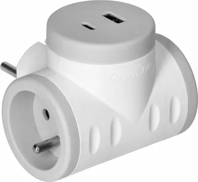 Obrázek produktu pro Rozbočovací zásuvka ORNO OR-AE-13281/G s USB nabíječkou, bílo-šedá