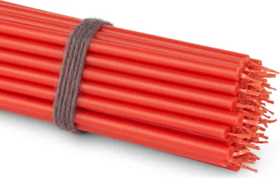 Produktbild von 50x Stabkerzen Rot Tropffrei Rußfrei dünn L 16cm Premium Paraffinwachs 36253