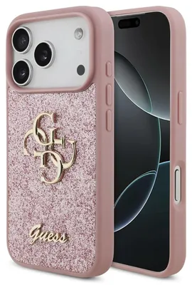 Obrázok produktu pre GuessPolyuretánFixed Glitter 4G kryt s kovovým logom pre iPhone 18 Pro, ružový (57983131397)