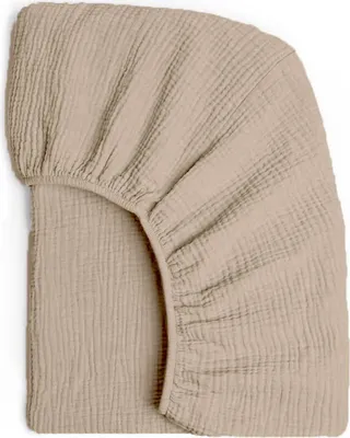 Produktbild von Muminky | Spannbettlaken Musselin - beiges Babybett - 100% Baumwolle - atmungsaktiv und hypoallergen