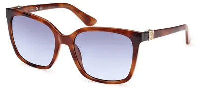 Produktbild von Damen Sonnenbrille: Braunes Gestell mit blauer Linse, Quadratisch