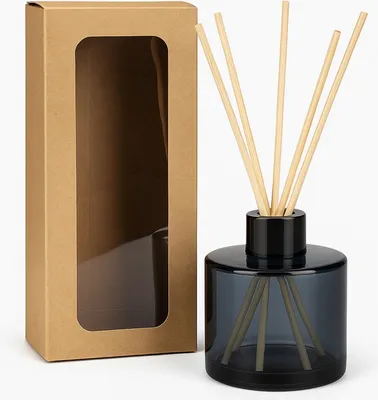 Produktbild von WonderWax Raumduft Stäbchen Reed Diffuser Rauchglas Set 130 ml mit 5 Stäbchen Diffuser für Bad, Büro oder Badezimmer Tannenbaum