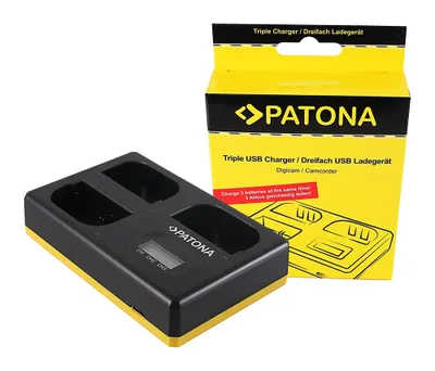 Obrázok produktu pre Trojitá nabíjačka USB pre Canon LP-E6 EOS 5D 60D 60Da 6D 7D EOS70D EOS-70D LP-E6 Mark II vrátane kábla USB typu C