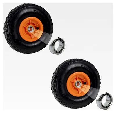 Produktbild von 2 Stück Sackkarrenrad 260x85 mm 3.00-4 Bollerwagenrad Luftrad Ersatzrad Nabenlänge 60 mm versetzt orange