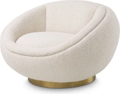 Produktbild von Casa Padrino Luxus Drehsessel Creme / Messing 100 x 102 x H. 68 cm - Moderner Wohnzimmer Sessel - Luxus Wohnzimmer Möbel