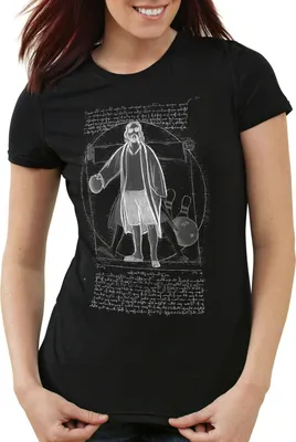 Produktbild von style3 Vitruvianischer Dude Damen T-Shirt lebowski bowling bowler big, Farbe:Schwarz, Größe:S