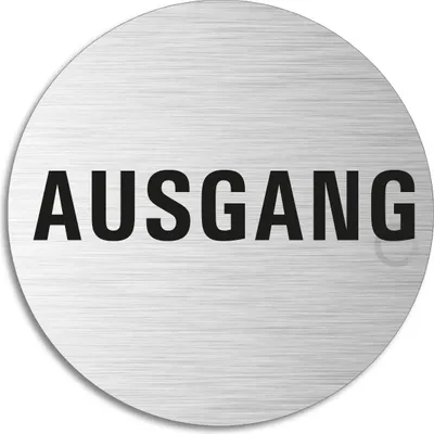 Produktbild von Schild - Ausgang | Türschild aus Aluminium | Edelstahloptik selbstklebend  Ø 75 mm