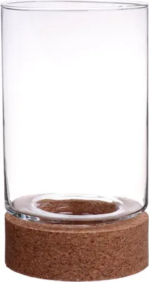 Produktbild von INNA-Glas Glaswindlicht Berro mit Korkboden, klar, 25 cm, Ø 15 cm - Kerzenglas