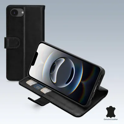 Produktbild von Mobilize Wallet iPhone 16e Hülle Echtes Leder Klapphülle Geldbörse - Schwarz