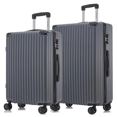 Produktbild von Suitcase Set, Rollkoffer Handgepäck, Kofferset, mit 4 Rollen 360°, Hartschalenreise Zahlenschloss, Weicher Gummigriff (2er Set, L&XL, Grau)