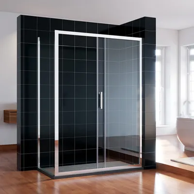 Produktbild von SONNI 150x185cm Schiebetür Dusche Klarglas Duschwand mit 70cm Seitenwand
