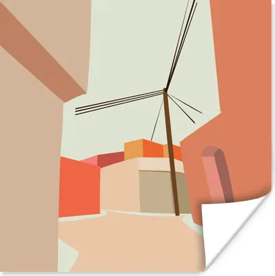 Produktbild von MuchoWow® Poster Stromkabel - Sommer - Zeichnung - Pastell 50x50 cm - Wohnzimmerdekoration