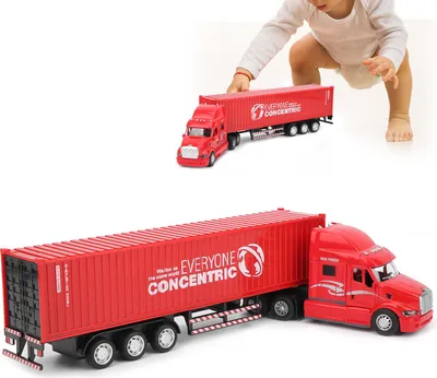 Produktbild von Legierungssimulation Containerwagenmodell Kinder Kinderspielzeug mit Sound und Licht (rot)