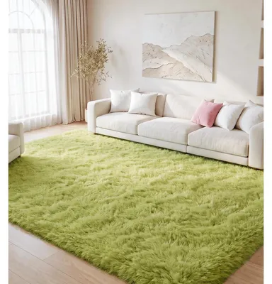 Obrázok produktu pre Koberec do obývačky, zelený, 160x230 cm, huňatý, mäkký, obdĺžnikový