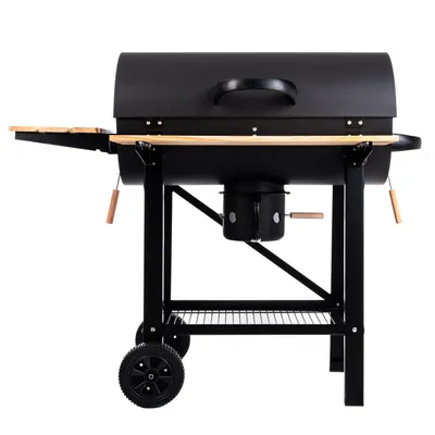 Produktbild von Lehmann Holzkohlengrill mit Grillrost, 2 Holzeinlegeböden, Deckel und Rädern
