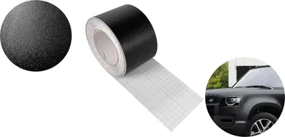 Produktbild von Autofolie Matt 10x50 cm - Strukturfolie Schwarz Matt - Klebefolie Auto mit Luftkanal-Kleber und UV-Schutz - Selbstklebend Folie für Innen und Außen - Auto Folierung für Tuning - Einstiegsleisten Schutz