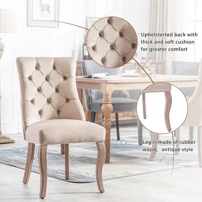Produktbild von Merax 6er Set Esszimmerstühle Polsterstuhl, Rückenlehne aus Samt, Beige