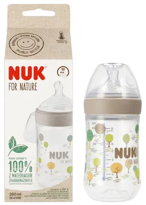 Produktbild von NUK Flasche mit Silikonsauger 260 ml M For Nature grau 10742005