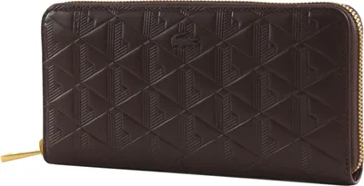 Produktbild von LACOSTE Leder Geldbörse Zip Wallet Fudge dunkelbraun
