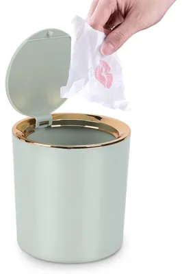 Immagine prodotto di Contenitore per rifiuti da tavolo, cestino da tavolo con coperchio, mini cestino, contenitore per rifiuti da tavolo, piccolo cestino per scrivania, bagno, fasciatoio, cucina