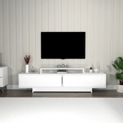 Produktbild von Skye Decor, Grasyas - White, TV-Ständer, Weiß, 100 % MELAMINBESCHICHTETE SPANPLATTEN, 180 x 29,6 x 50,2 cm