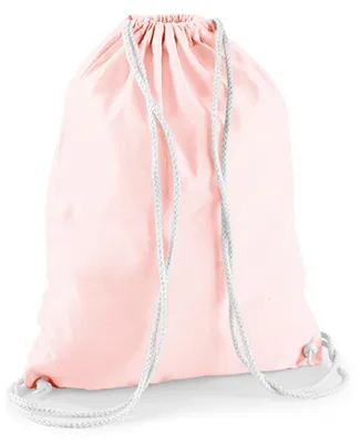 Produktbild von Westford Mill W110 | Baumwoll Gymsac / Turnbeutel | 37 x 46 cm - Farbe: Pastel Pink/White - Größe: 37 x 46 cm