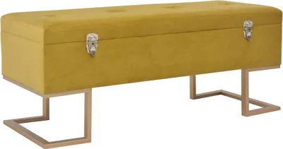 Image de vidaXL Banc avec compartiment de rangement 105 cm jaune moutarde velours