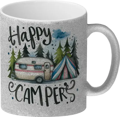 Produktbild von Happy Campers Wohnwagen Glitzer-Kaffeebecher
