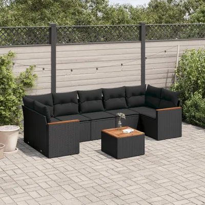Produktbild von Möbel 8-tlg. Garten-Sofagarnitur mit Kissen Schwarz Poly Rattan 2024