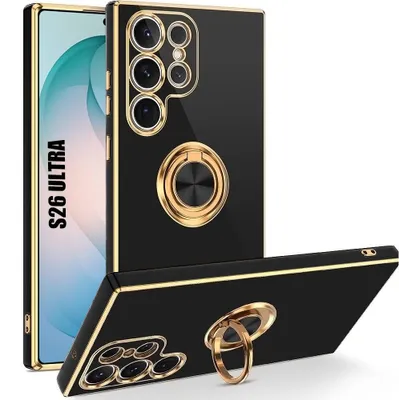 Image de Coque pour Samsung Galaxy S26 Ultra, Protection Silicone Antichoc Anti-Rayures avec Anneau - Noir