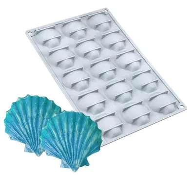 Silikon-Backform, 15 Mulden, Muschelform, 29,6 x 19,6 cm, BPA-frei