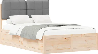 Zdjęcie produktu dla Ramka łóżka z tapicerowanym wezgłowiem Jasnoszary 120 x 190 cm