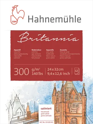Productafbeelding van Hahnemühle aquarelblok, 12 vellen, Britannia, glanzend, 24x32 cm, 300 g
