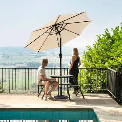 Produktbild von Avestar 228 cm Sonnenschirm, Gartenschirm, mit Kurbel, kippbar, 8 Rippen, Aluminiumstange ohne Ständer