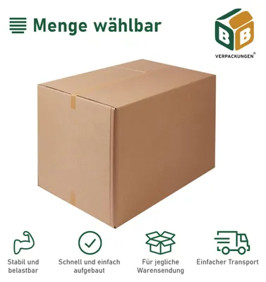Produktbild von 1 x Faltkarton (1185 x 785 x 750 mm) stabil 2-wellig Versandkarton Palettenkarton DHL Europalette Paket braun BB-Verpackungen