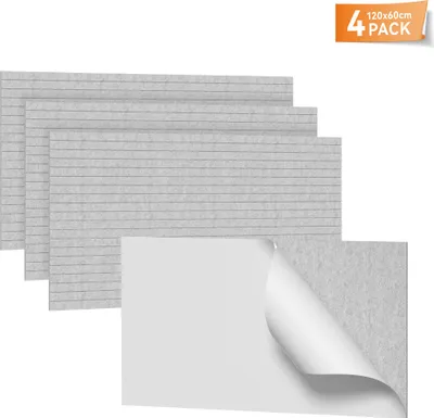 Produktbild von LARS360 Hellgrau Akustikpaneele 4er Set 120x60cm selbstklebend, Schallschutz Wandpaneele, Länglich Schalldämmung, Schallabsorber für Studio Home Gaming Deko