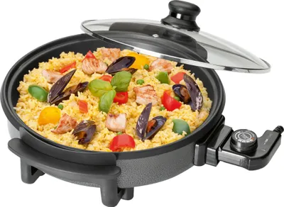 Produktbild von Clatronic Partypfanne | Multifunktionspfanne zum Kochen, Braten, Dünsten und Warmhalten | Antihaftbeschichteter Bräter | Inkl. Glasdeckel | PP 3401