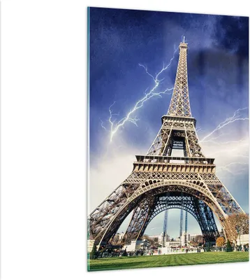 Produktbild von Bilder auf glas - Einteilig - Eiffle Paris Turm - 80x120cm - Glasbilder - Wandbilder - Bilder - zum Aufhängen bereit - Wanddekoration aus Glas - Glas Bilder - Wandbild auf Glas - GPA80x120-2484