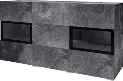 Produktbild von Meublorama HA-BAROS-24B0BM26*2C/43KG, 2 Tür(en), Grau, Mitteldichte Faserplatte (MDF), 3 Schublade(n), 2 Jahr(e), 390 mm