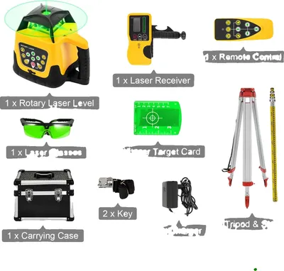 Obrázek produktu pro Rotační laser, vysoce přesný, samonivelační, sada zelených paprsků 1