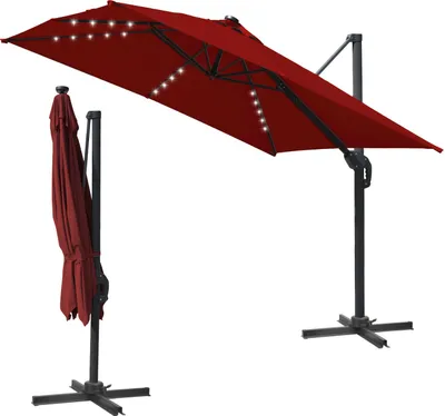Zdjęcie produktu dla Aopunly 3M – kwadratowy parasol ogrodowy z korbą, ochrona UV50+, kolor czerwony